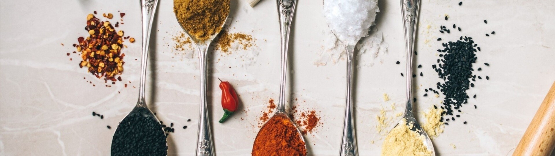 Salt, pepper, and spices